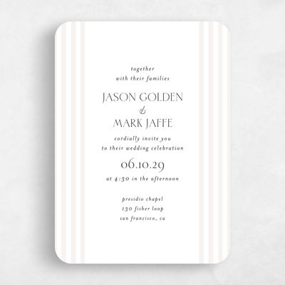 White Rounded Wedding Invitation - Reinette Classic