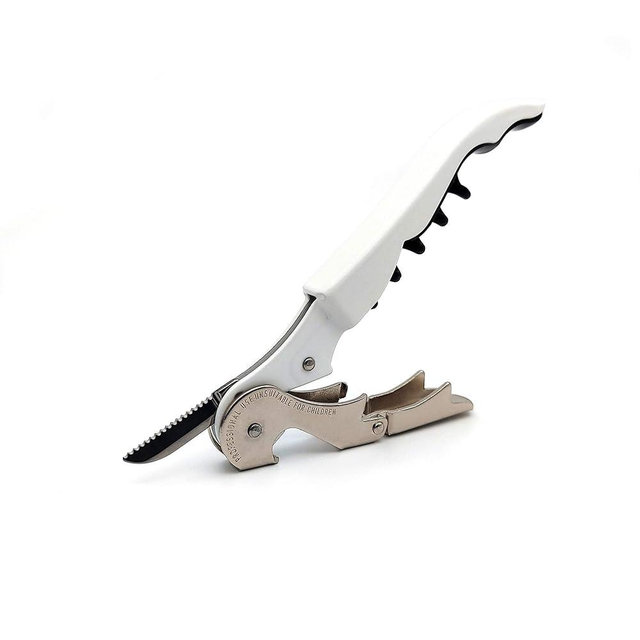 Pulltap's Genuine Classic 500 Waiter's Corkscrew – Double-Hinged Wine Key with Hinged Foil Cutter – Patented Design – Made in Spain – White (Blanco)