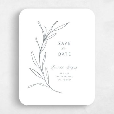 White Rounded Wedding Save the Date - Avila Classic