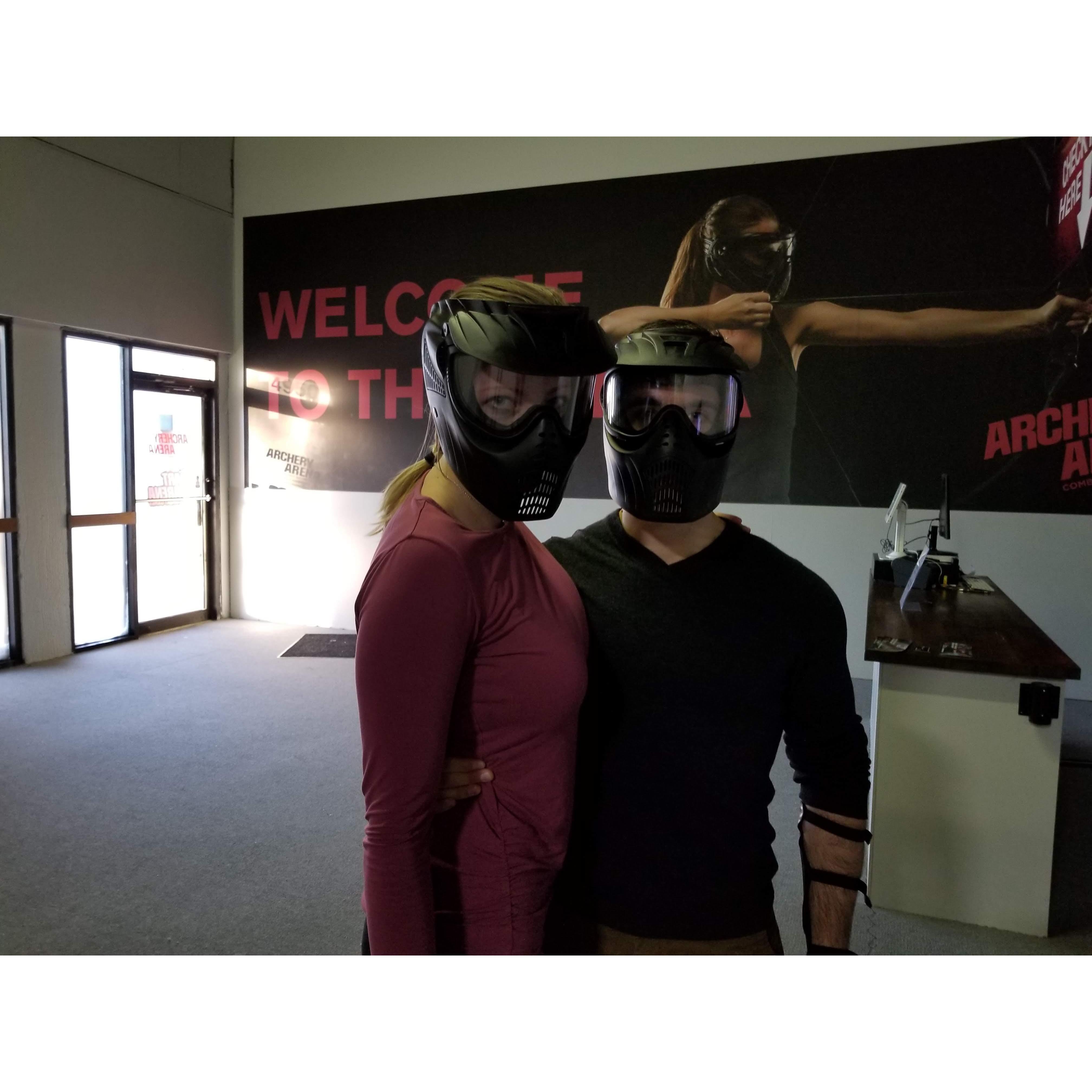 Foam archery with friends.