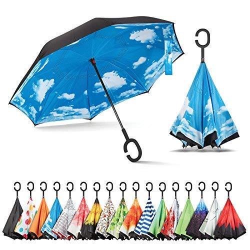 Sharpty Inverted, Windproof, Reverse Umbrella for Women with UV Protection, Upside Down with C-Shaped Handle