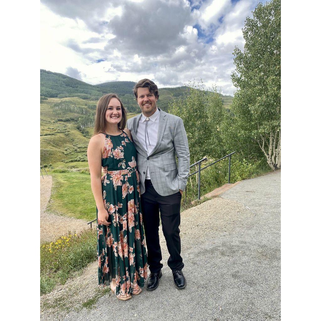 Anthony and Mary-Eliza at the best man, Johnny Droege and his wife Flynn's wedding in Crested Butte, Colorado in 2022.