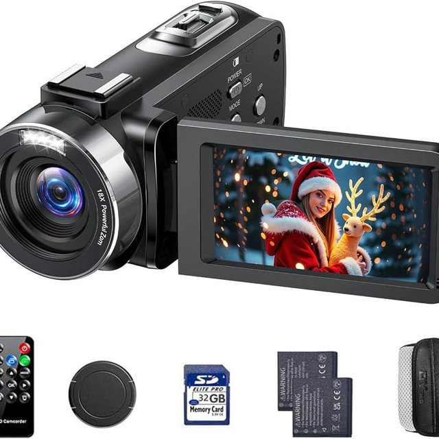 Camcorder Video Camera 4K 42MP, 3.0" 270° Rotation Screen Cam Corder, Vlogging Camera for YouTube, 18X Digital Zoom Camcorders with 2 Batteries, Remote Control and 32G SD Card