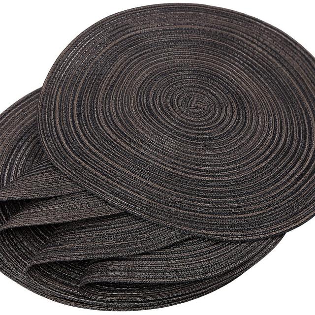 Smaafit Round Placemats for Round Table,Placemats Set of 6,Black Round Placemats for Christmas,Placemat 15 inch for Kitchen Dining Table