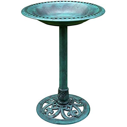 VIVOHOME 28 Inch Height Polyresin Lightweight Antique Outdoor Garden Bird Bath Green
