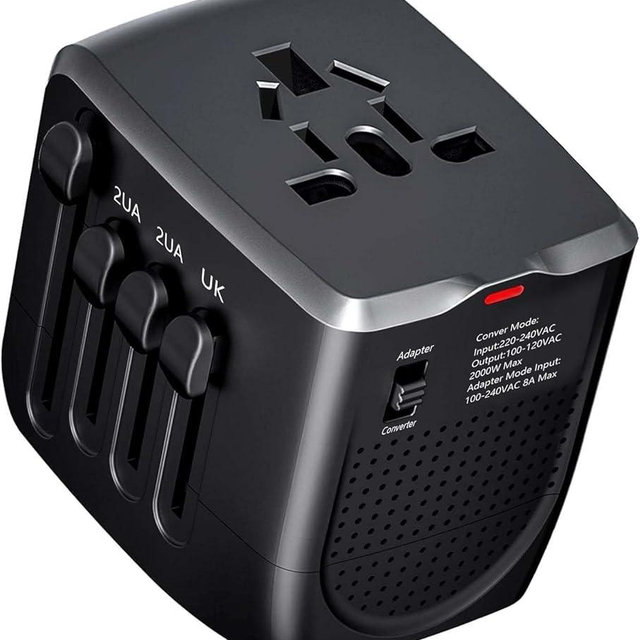 International Travel Adapter Voltage Converter to Step Down 230V to 120V for Hair straighteners, laptops, Cell Phones, Power converters from USA to UK, Europe, Australia Over 200 Countries