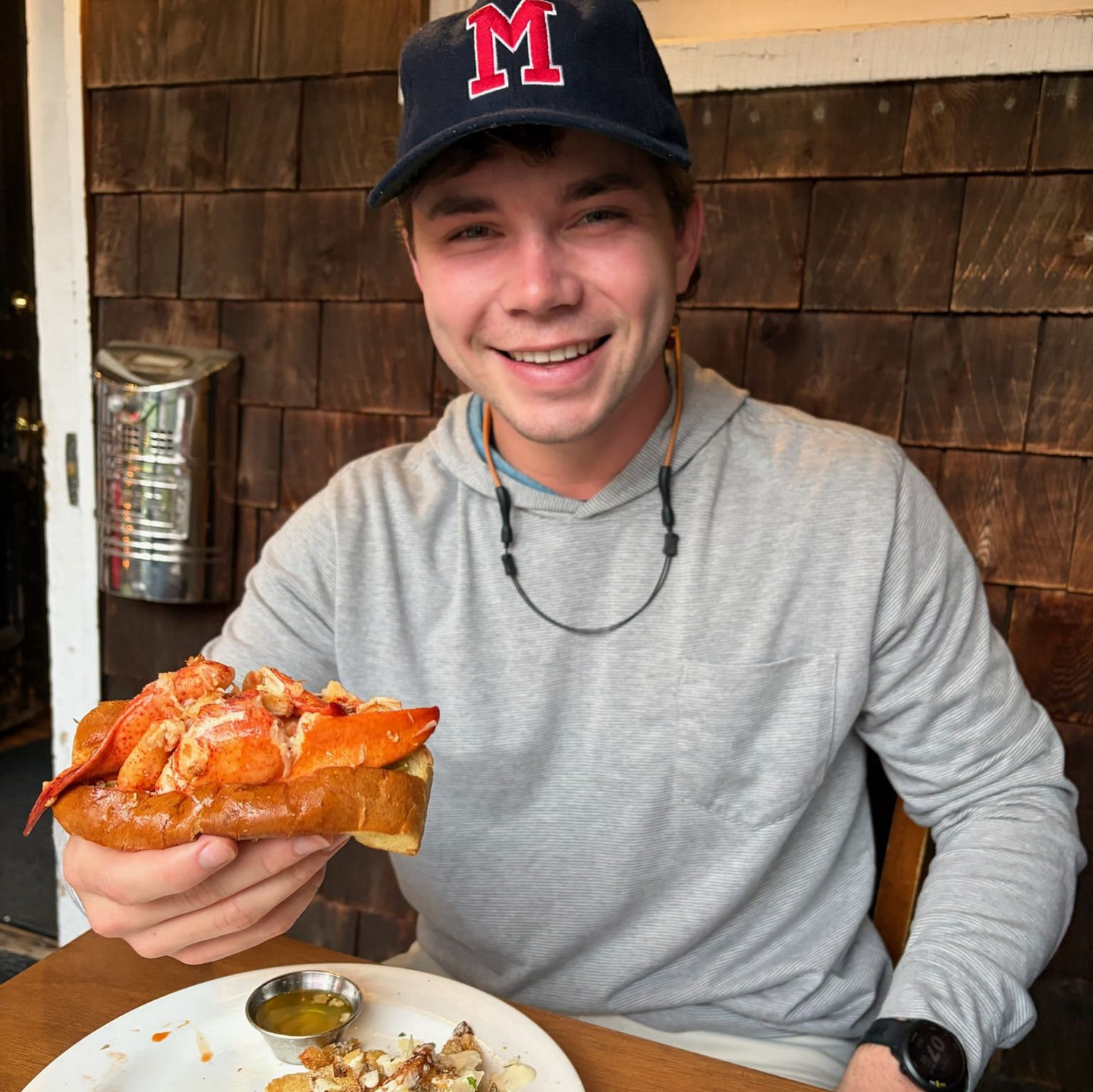 Will with his favorite lobster roll- from McKay's!