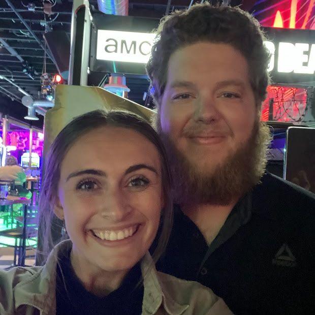 Our very first date! Both of our competitive natures playing arcade games didn't scare each other away