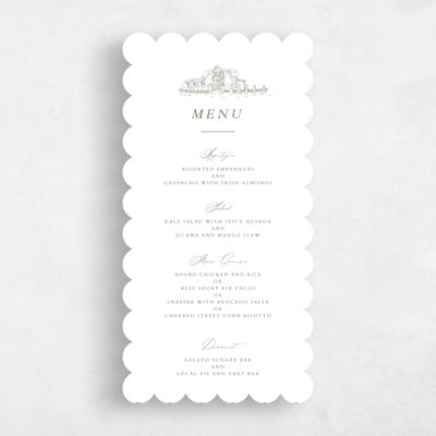 Green Scalloped Wedding Menu - Malcesine