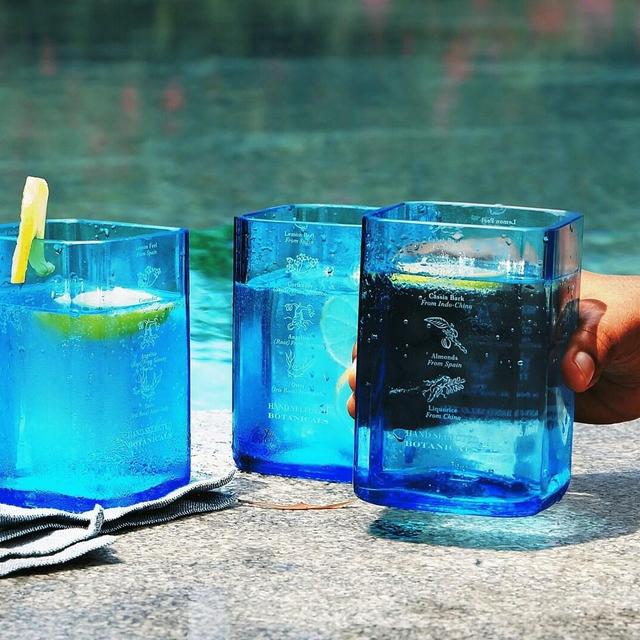 Upcycled Bombay Sapphire Gin Glass, Unique gin Lovers gift, handmade Gin glassware, Mums gin glass, handmade gift for him, gift for her