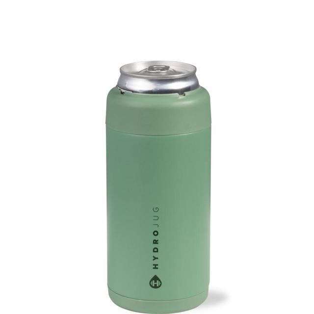 HydroJug Slim Can Cooler - 2-in-1 Insulated Can Cooler Cup - Stainless Steel Slim Can Holder with Non-Slip Rubber Base - Screw-Top Lid - Dishwasher Safe - 12oz, Sage