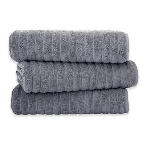 Classic Turkish Towels Turkish Cotton Ribbed Bath Sheets in Grey (Set of 3)