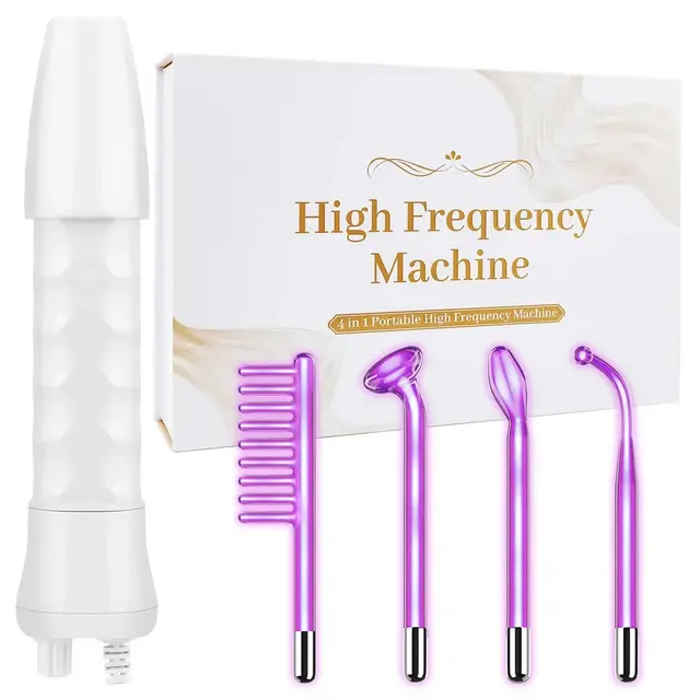 YEVYO High Frequency Wand ¨C Violet Portable Skin Therapy Machine for Anti-Aging - Skin Tightening - Wrinkle Reducing - Dark Circles - 4 in 1