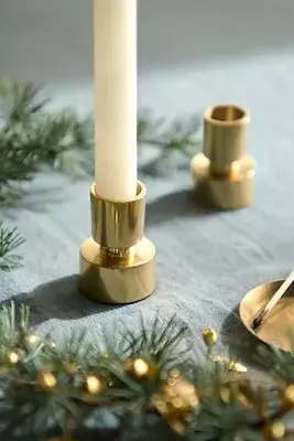 Brass Minimalist Taper Holders, Set of 2