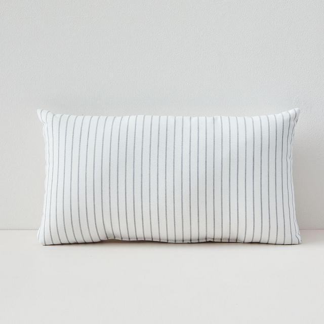Sunbrella Indoor/Outdoor Striped Lumbar Pillow, Cloud, 12"x21"