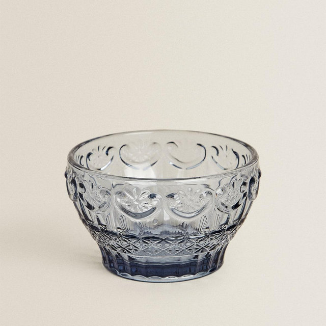 Zara Home Blue-Raised Glass Bowl