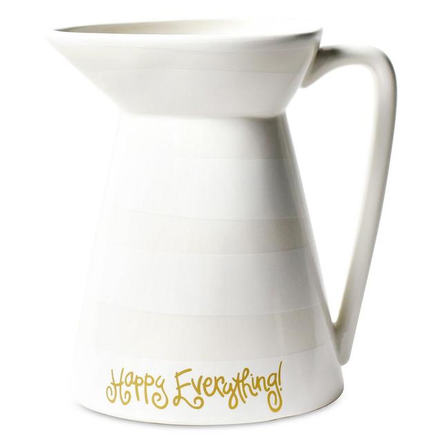 Happy Everything by Laura Johnson Collection White Stripe Happy Everything Flare Pitcher