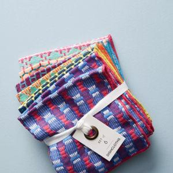 Woven Geo Jacquard Dishcloths, Set of 6