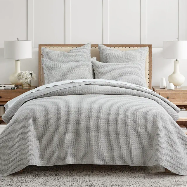 Pick-Stitch Artisan Grey Full/Queen Quilt Set - Levtex Home