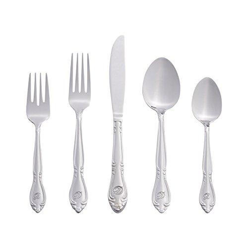 RiverRidge Home 5417-843-D Rose Pattern-D Flatware Set, 46 piece