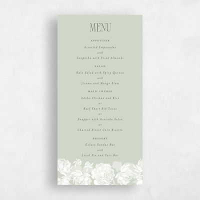 Grassy Sage, Green Wedding Menu - Corisande