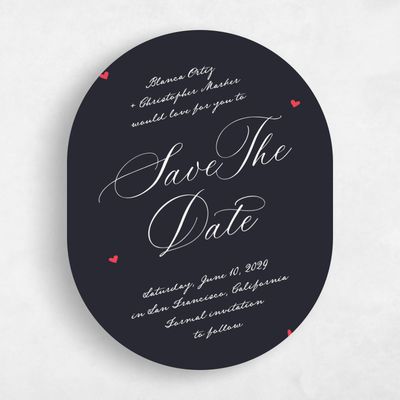 Black Oval Wedding Save the Date - Estate Portrait