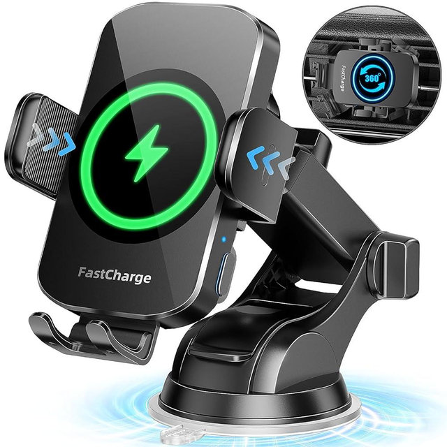 Wireless Car Charger, Fast Charging Phone Holder BothLin 3 in 1 Phone Mount Auto Clamping Car Accessories Compatible with iPhone 14 13 12 11 Xs XR, Samsung S23 Ultra S22 S21 S20/S10+ S9+ Note 9