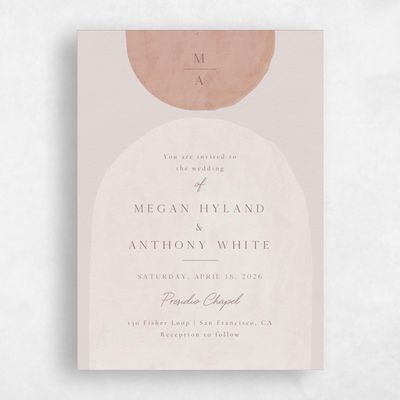 Dusty Peach, Pink Wedding Invitation - Madrid Portrait