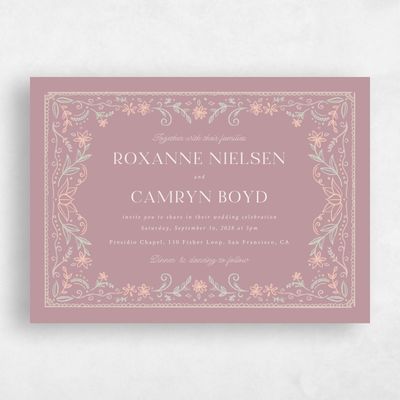 Dusty Rose, Pink Wedding Invitation - Maglorie Landscape