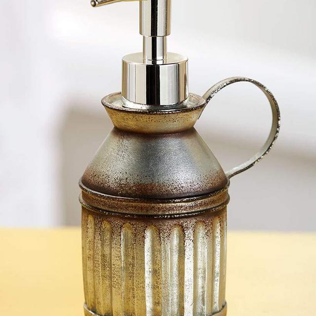 The Lakeside Collection Distressed Hand Soap, Lotion Dispenser with Primitive, Milk Bottle Design