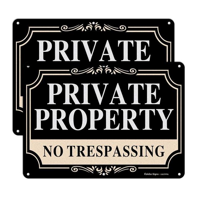 2 Pack No Trespassing Signs Private Property,10x7 Inch Rust Free Aluminum Metal Sign,Reflective,Fade Resistant,UV Protected,Weatherproof Up to 7 Years Indoor/Outdoor Use