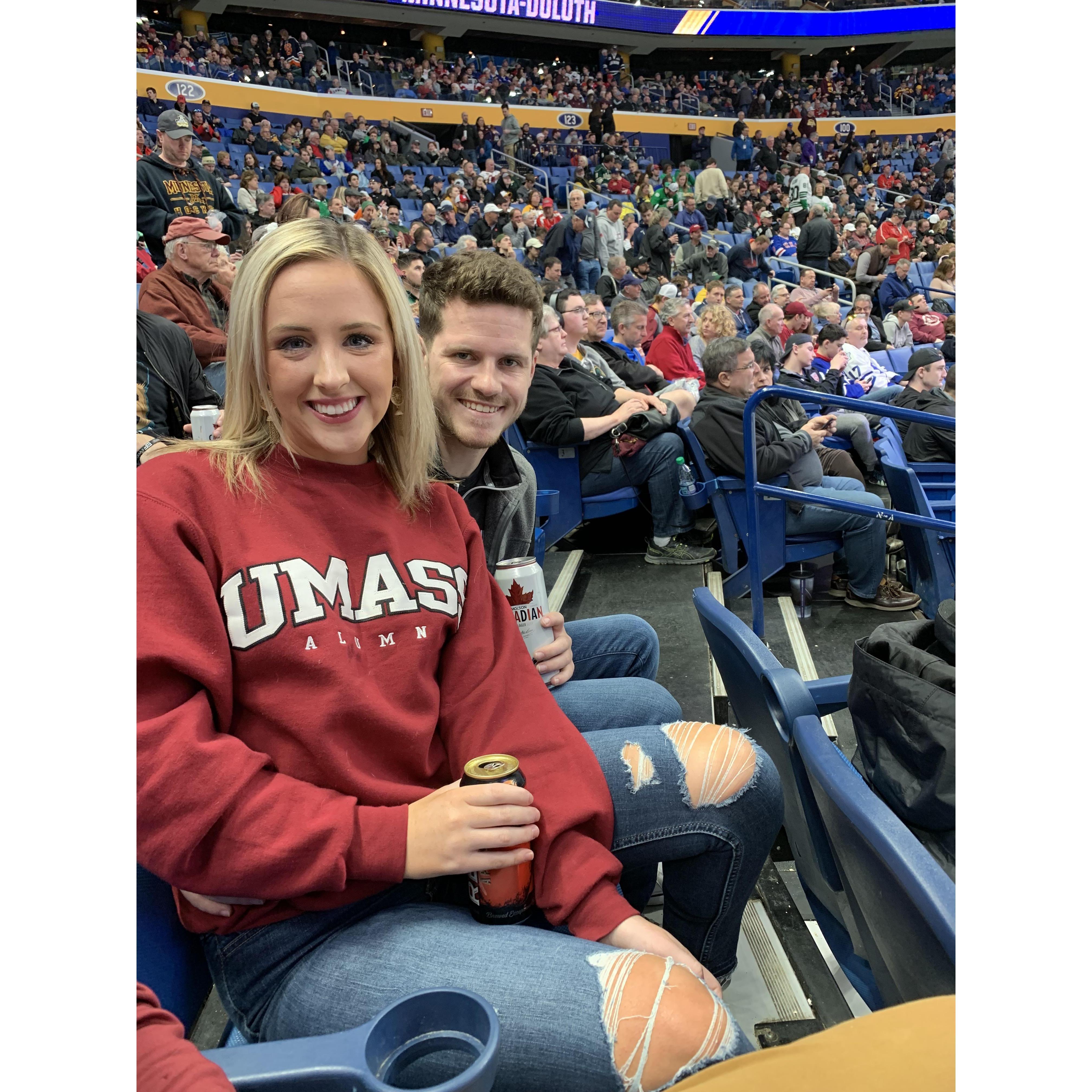 Watching UMass in the Frozen four Championship game in 2019! They unfortunately lost, but came back the following year to win it all!