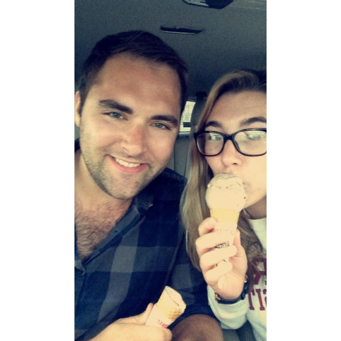 Our first photo together!  Four Seas Ice Cream, Centerville, Massachusetts