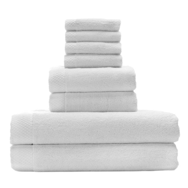 8pc Rayon from Bamboo Luxury Bath Towel Set White - BedVoyage