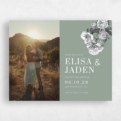 Sage, Green Wedding Save the Date - Trèfle Photo