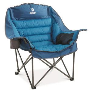Guide Gear Oversized Extra Large Padded Camping Chair, Portable, Folding, Large Camp Lounge Beach Chairs for Outdoor, Adults, Men and Women, Heavy-Duty 400 Pound Capacity, with Cup Holder Blue
