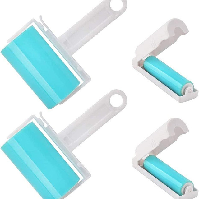 Washable Lint Roller 4 Pack, Reusable Sticky Lint Roller Dog Cat Hair Remover Brush for Clothes, Pet Hairs, Carseats