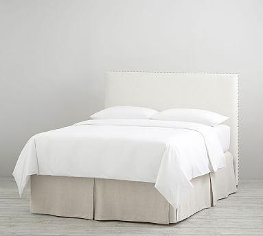 White Belgian Flax Linen King Bed Skirt with Side Pleats