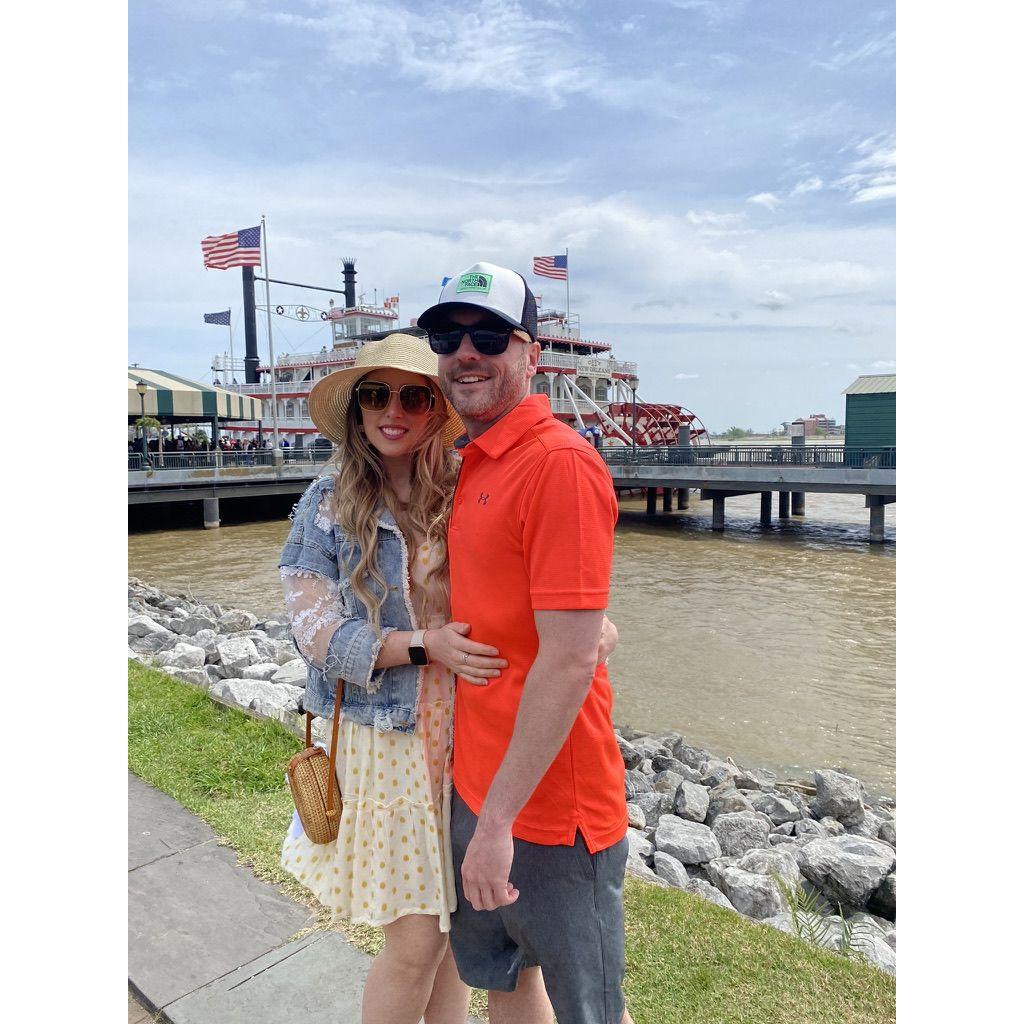 Cute picture before taking a snooze on a ferry boat tour of the Mississippi River