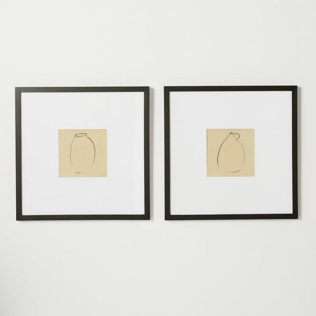 (Set of 2)18" x 18" Vases Framed Under Glass - Threshold™ designed with Studio McGee