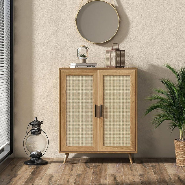 Xilingol Side Board Buffet Cabinet, Modern Boho Sideboard with Storage,Rattan Cabinet for Bar Dining Room