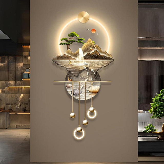 XQDYSG LED Light Decor Wall Art, 3D Art Wall Decor with Light, Decors Walls Sculptures Large 3D Art, Decors Walls Sculptures Lighting Modern, Plug-in Power Supply, Gold F, 23x53IN