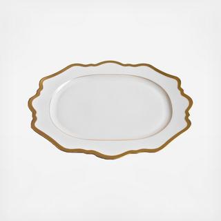 Antique White with Gold Rim Oval Platter
