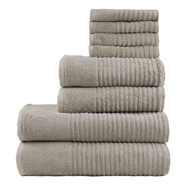 BLOOMBY Simply Fresh 8 Piece Towel Set (2 Bath Towels, 2 Hand Towels, 4 Wash Towels), Super Soft, Quick-Dry, Easy Care, 500 GSM (Natural)