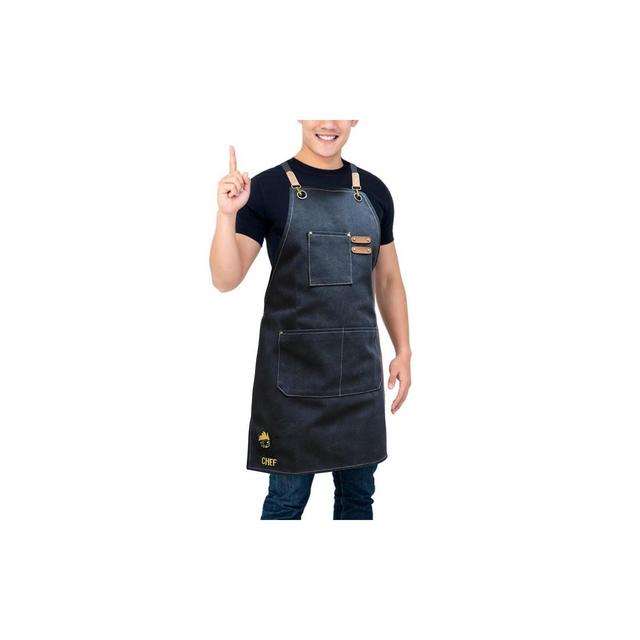 Urban Sombrero Tipsee Chef Canvas Utility Apron - 3-Pocket Kitchen Apron for Cooking, Grilling, Black