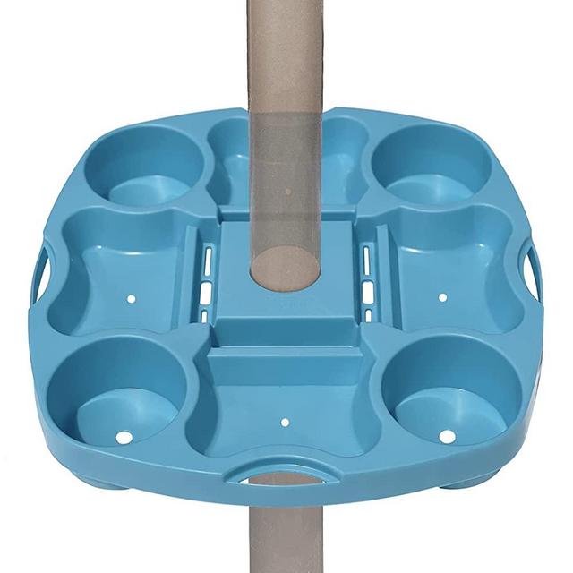 PayandPack Myard UTD13 Umbrella Table Tray 15 Inches for Beach, Patio, Garden, Swimming Pool with 4 Drink Holder, 4 Snack Compartments, 4 Sunglasses Holes, 4 Phone Slots (Blue)