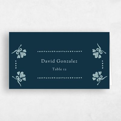 Deepest Teal, Blue Wedding Place Card - Coeur