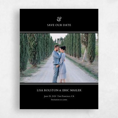 Black Typography Wedding Save the Date - Verona Portrait