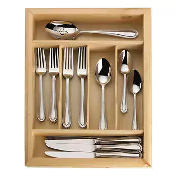 Mikasa Sinclair 65-piece Stainless Steel Flatware Set with Wood Caddy