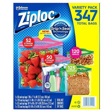 Ziploc Bags 52 Gallon, 50 Quart, 120 Snack, 125 Sandwich (347 ct.)